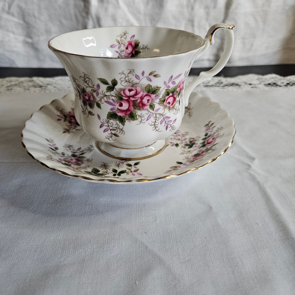 Royal Albert Bone China Lavender Rose Pattern Teacup and Saucer England